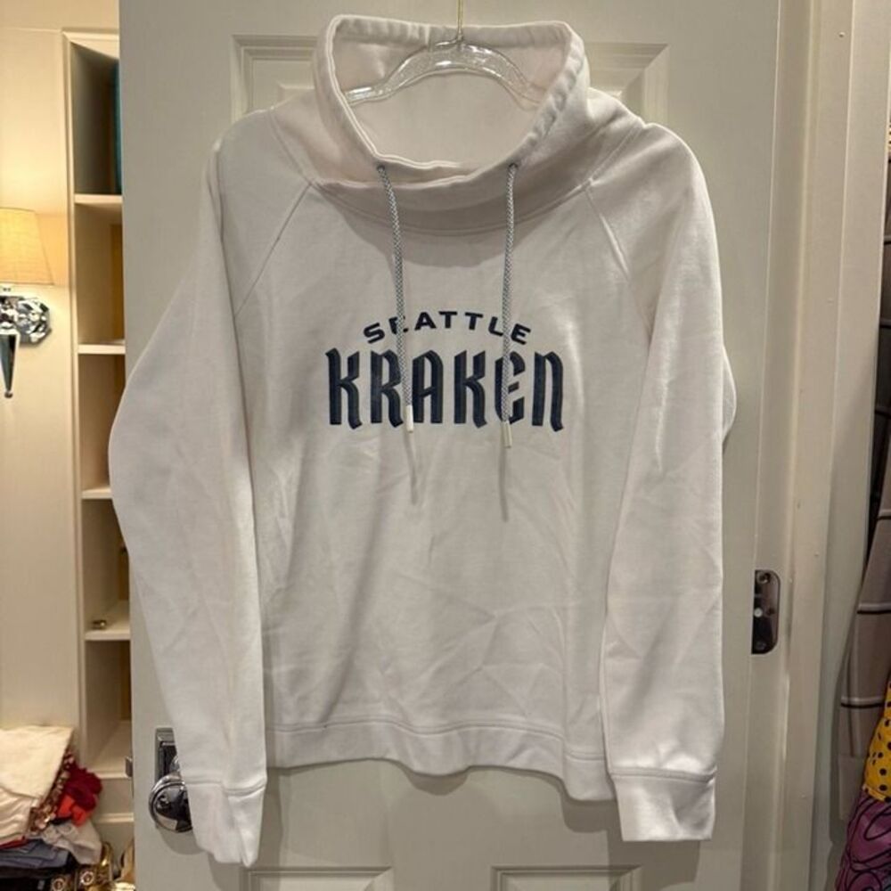 NHL Seattle Kraken Levelwear Funnel Mock Neck Sweatshirt Split Open Back size M